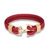 Navy Style Men Anchor Bracelet Woven Multilayer Leather Bracelets for Women Black Stainless Steel Sport Buckle