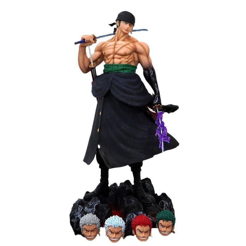One Piece Anime Large 50cm Five-Headed Eagle Carrying Knife Domineering Zoro Collectible Statue Model Figure Ornament Gifts