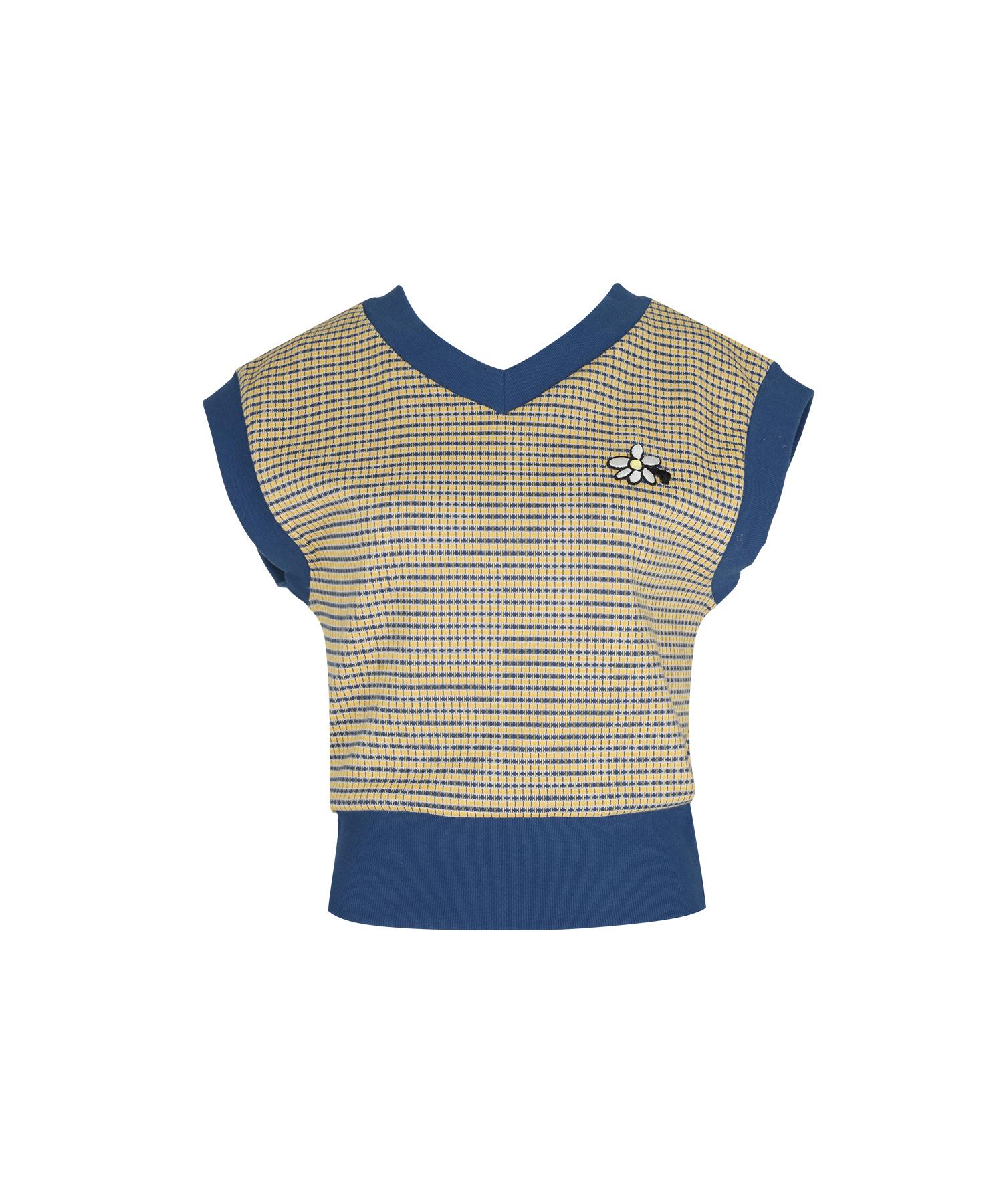 Candini Yellow (Blue) Jacquard V-Neck Vest