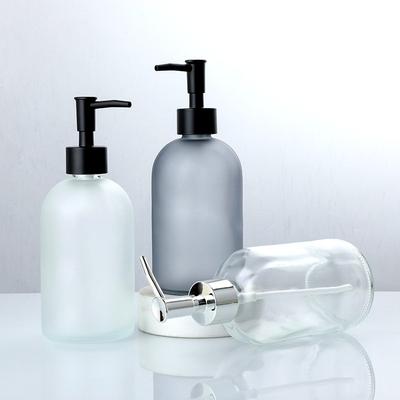 410ml Glass Soap Dispenser Bottle Bathroom Liquid Shampoo Shower Gel Bottle Refillable Storage Container Soap Press Empty Bottle