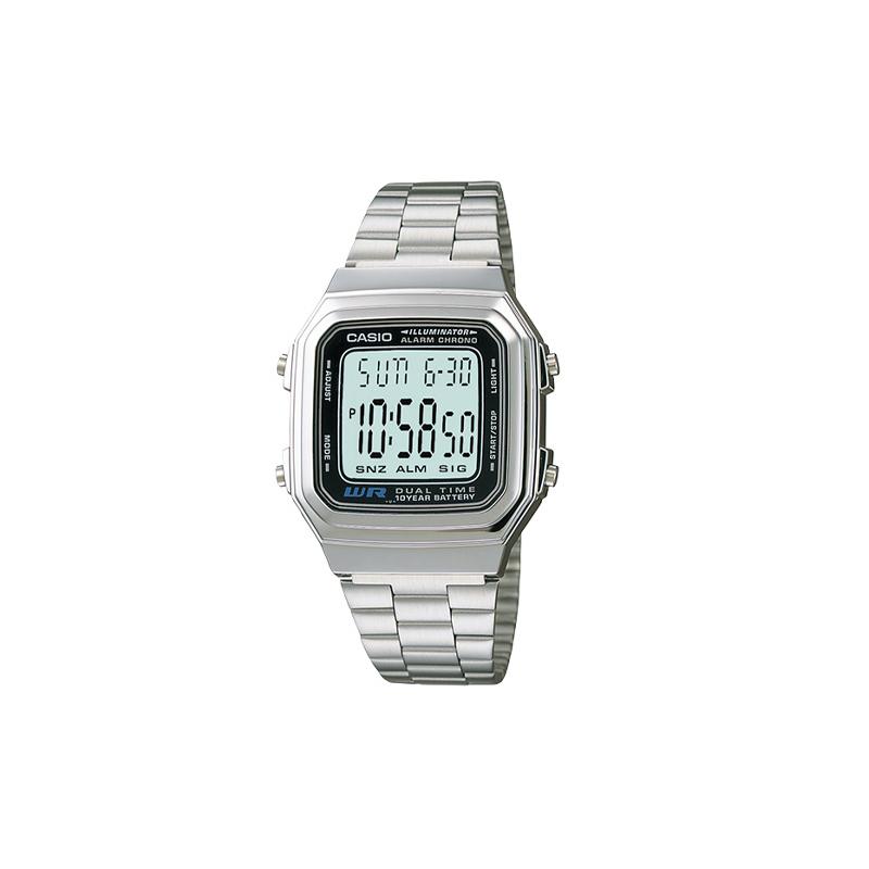 Casio YOUTH series-metal small square waterproof sports electronic watch stainless steel strap quartz movement stainless steel strap A178WA-1A серый