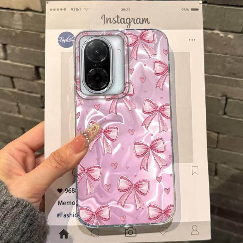 Pink Bow Love Heart Girls Phone Case For Xiaomi Redmi 14C 13C 10 9A 9C Note 14 13 12 11 10S 9 8 Pro Plus A5 A4 A3 A2 A1 Cover