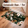 Floral Garden Theme Crystal Velvet Floor Rug Personalized Custom Name Text Warm Carpet Home Decoration