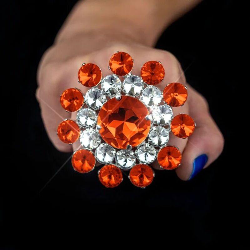 Fashion Exaggerated Super Flash Rhinestone Big Ring Catwalk Runway Modeling Photo Adjustable Ring Stylish Ornament Ring