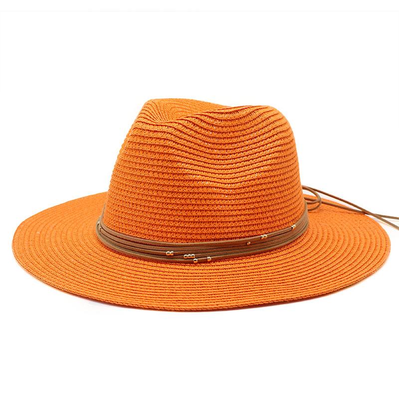 Barnabas Jazz Hat Women'S Fashion Belt Buckle Sunscreen Shade Straw Hat