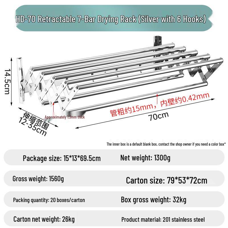 Zusammenklappbarer Teleskop-Handtuchhalter aus Edelstahl: Badezimmer- & Balkon-Wäschetrockner