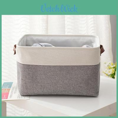 Cotton Linen Eva Thick Collapsible Storage Basket With Handles For Bedroom And Living Room Organization