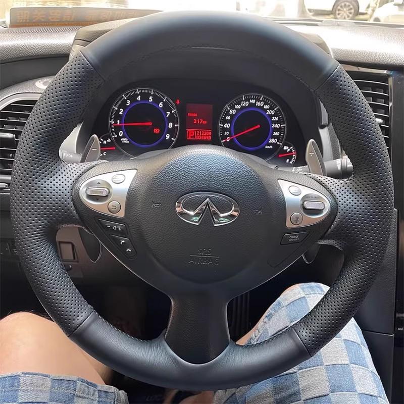 

Для Infiniti FX FX35 FX37 FX50 2009-2014 Рукодельная нескользящая крышка рулевого колеса автомобиля из замши Leather