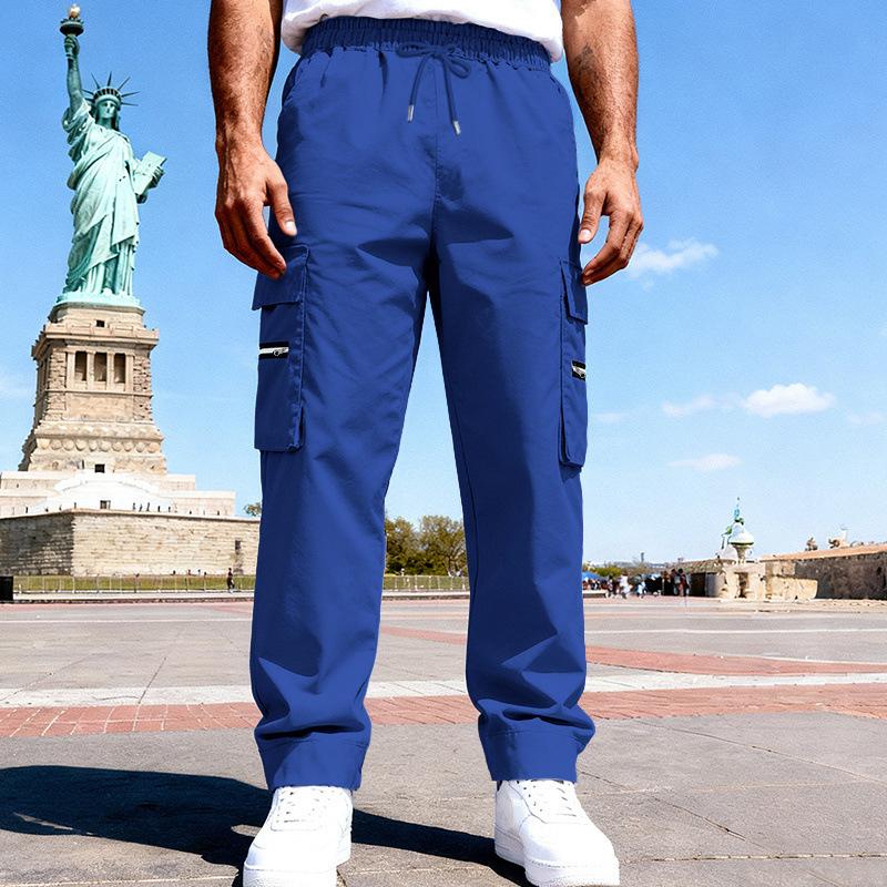 Spring and Autumn New Men's Casual Sports Outdoor Multi-Pocket Loose Street Overalls