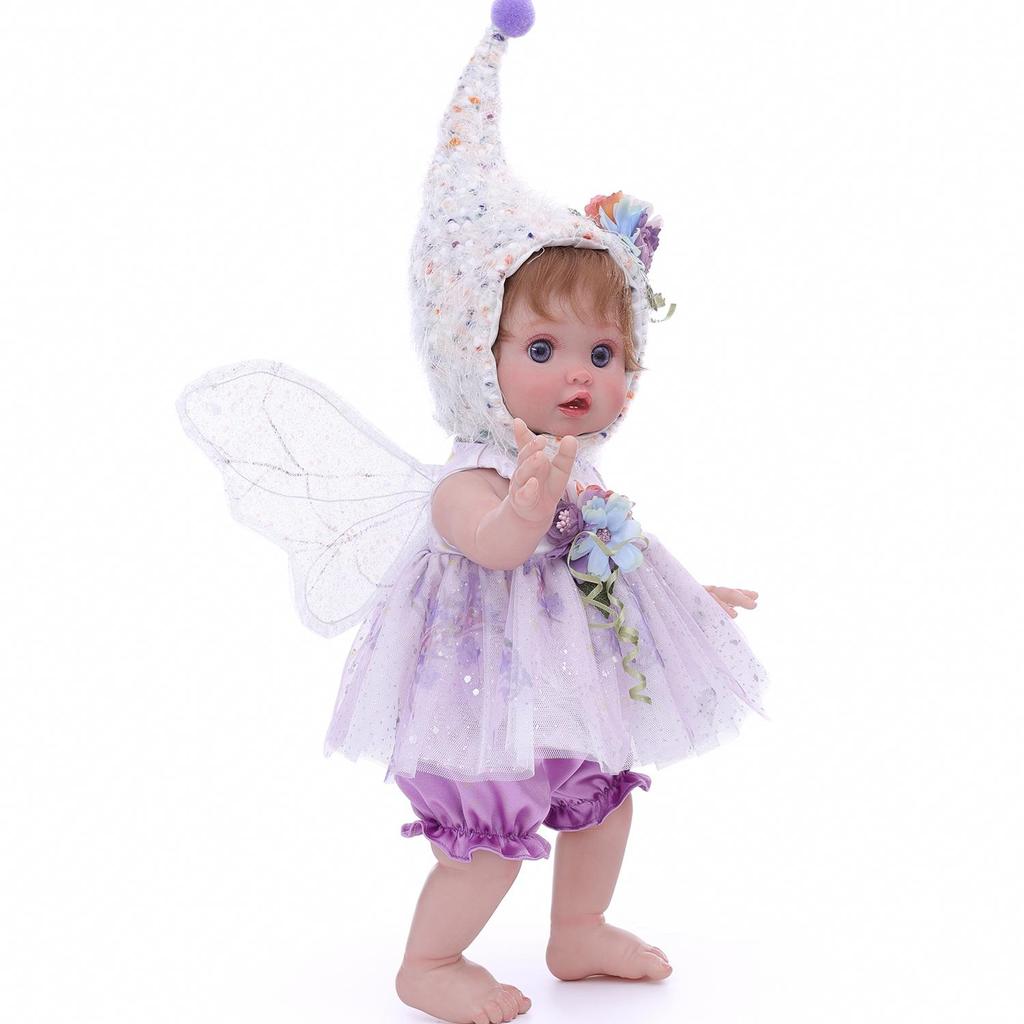 Realistic Full Silicone Vinyl Baby Dolls Reborn 18 Inch Cosplay Fairy Angel Cute Babies Doll with Wing Fashion Christmas Gifts Toy Decoration