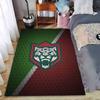 Leopard Emblem on Red Green Carpet suitable as a non-slip mat for the living room or bedroom sofa