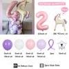39pcs Cartoon Unicorn Balloon Pink Numbers 1-9 Birthday Balloon Set Cartoon Animal Theme Party Decoration Photo Background