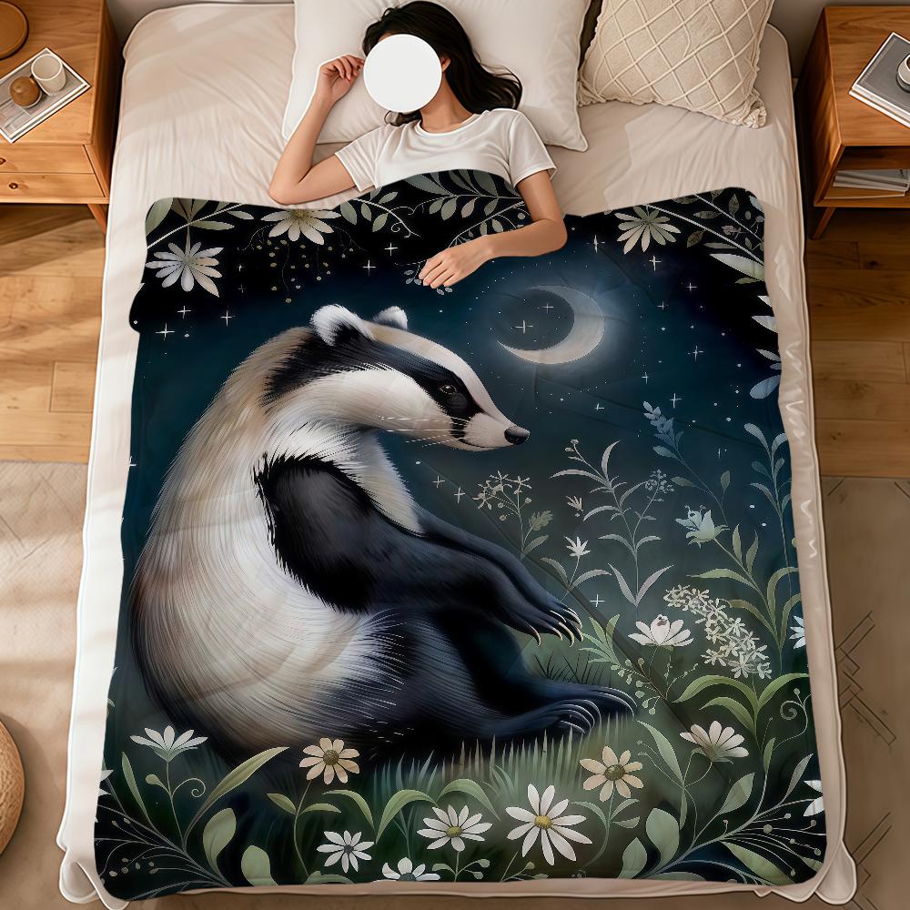 Vintage art animals fox crane flowers soft warm plush blanket dormitory sofa living room pet hogar bedroom gift nap home Flannel