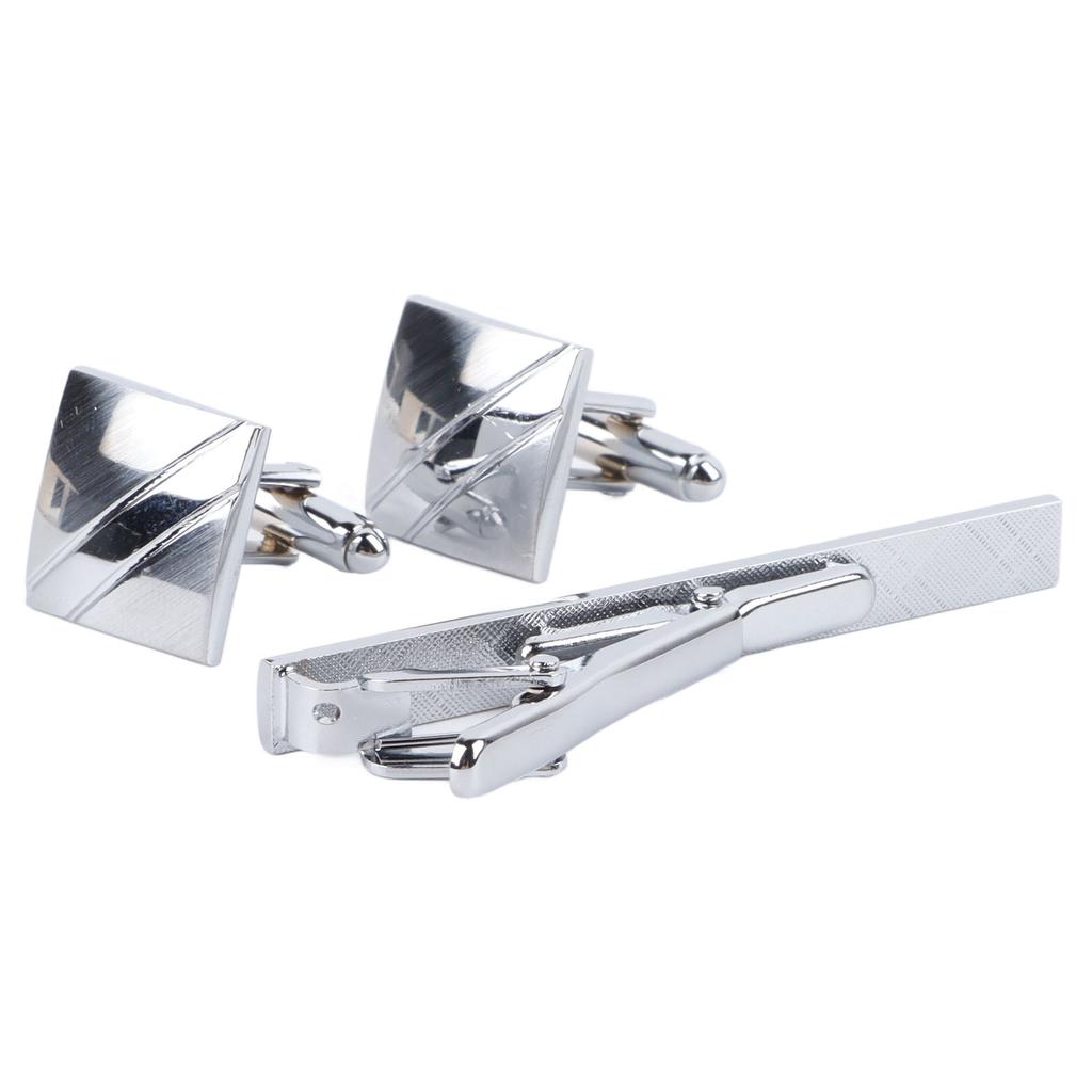 Tie Clips and Cufflinks Durable Exquisite Classic Cufflinks with Tie Clip Set for Men