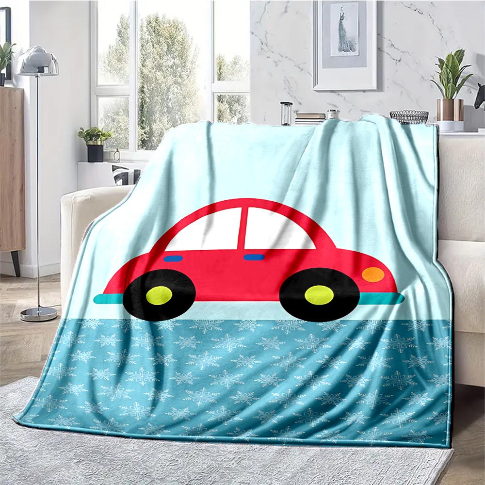 Cute Cars Theme Printed Blanket - Perfect for Couch, Bed, Travel & Outdoor Use | Machine Washable, Cozy & Durable.