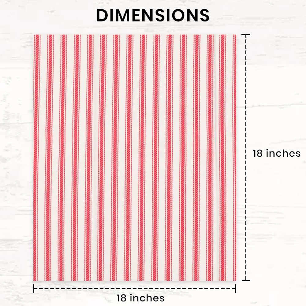French Stripes Dinner Napkin, Red and White Stripes, Pack of 12, 100% Pure Cotton, 18" X 18", Table Napkin STRW12 Dinner Napkin