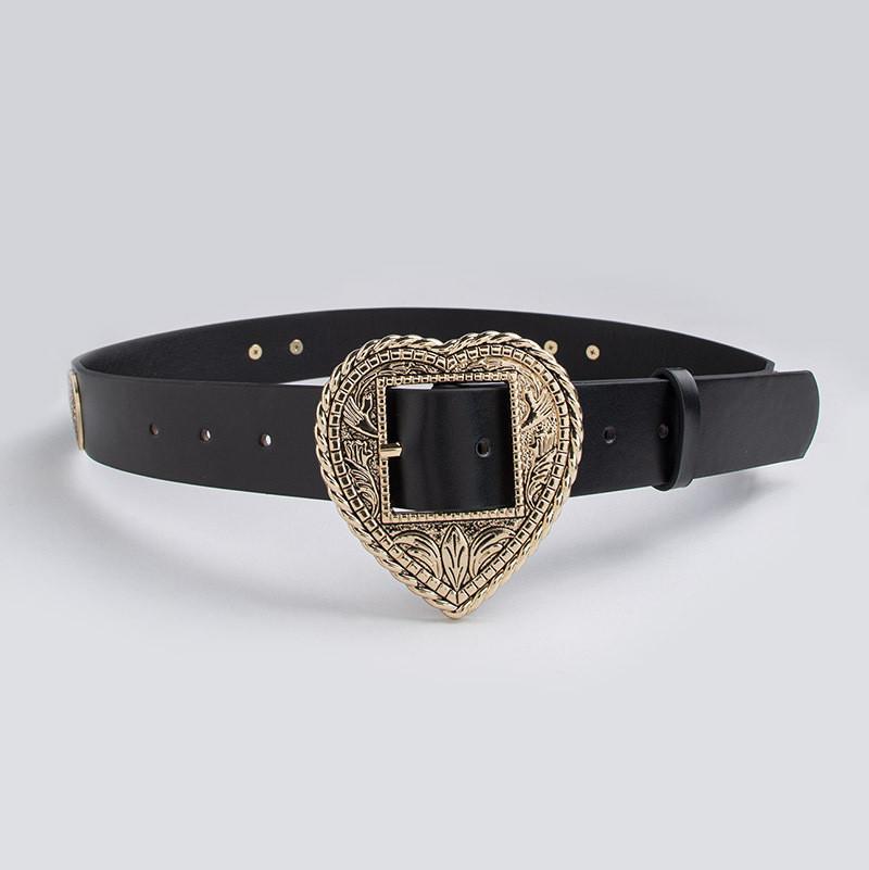 

Retro Design Heart Shaped Metal Decorative Buckle Women Casual Belt For Spring