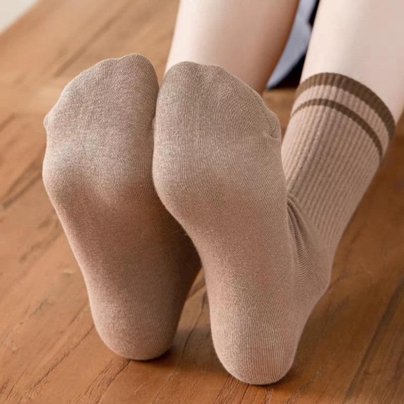 5/10 Pairs Maillard Stripes Simple High Elastic Casual Girls Socks Korean Style Socks for Women