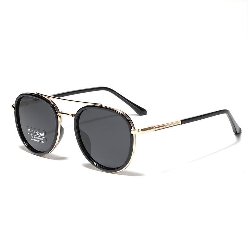 Glasses Metal Double Beam Medieval Round Sunglasses Women'S Polarized Sunglasses Men'S Driver Glasses