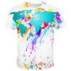 Color Splash 3D Printed T-Shirts Summer Casual Street Oversized Tops Round Neck Short Sleeve Colorful Men's T-shirts