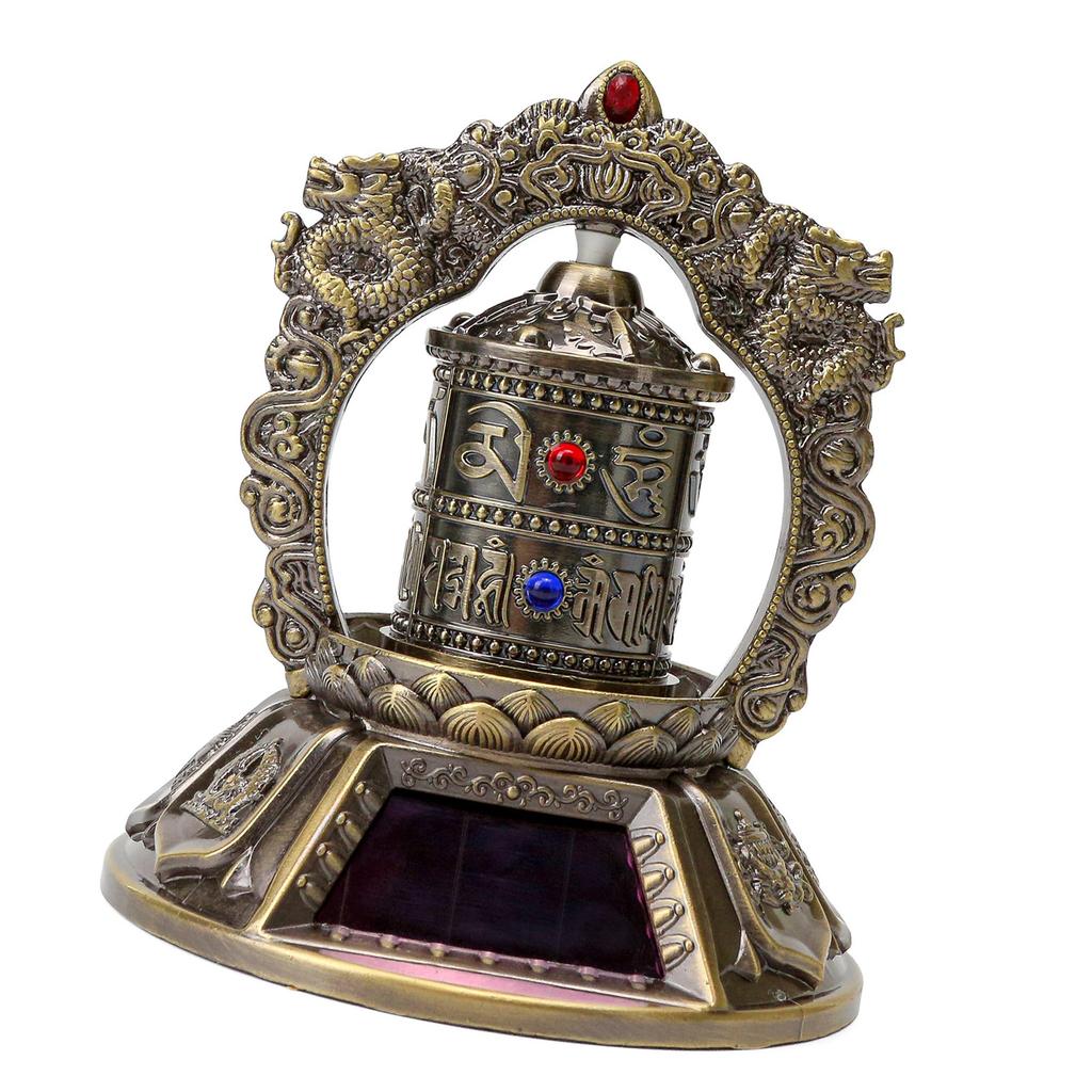 Solar Tibetan Prayer Wheel Solar Energy Buddhas Scriptures Prayer Wheel Autorotation Car Interior Dashboard Decorations