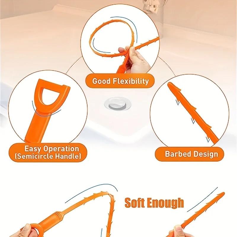 Household Kitchen Toilet Pipe Sink Hair Clog Remover Manual Drain Auger Tool Effective Sewer Unblocker for Bathroom Pipeline