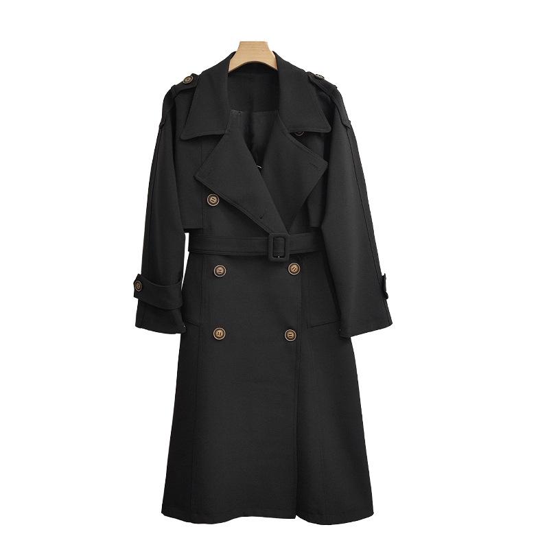 

Весна и осень новый корейский темперамент носить двубортный длинный ремень пальто костюм XL