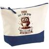 Makeup Bag - PLANETEE - Enora Owl Grain (blue Background) - Large Format - Cotton - HD Sublimation Printing