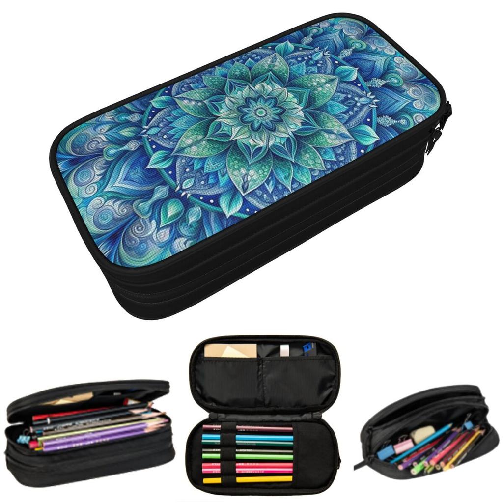 Bohemian Mandala Print Pattern Pencil Case for Boys Girls Gifts Pen Box Pencil Bag Stationery Supplies Pen Holder Bag