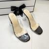 Women's Chunky Heel Summer Slippers: Transparent One-Strap, Crystal High Heel, Half-Slippers for Outdoor Wear