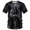 Camiseta 3D de caveira para homens, moda hip hop, gola redonda, manga curta, camiseta harajuku masculina, camiseta grande, roupas masculinas