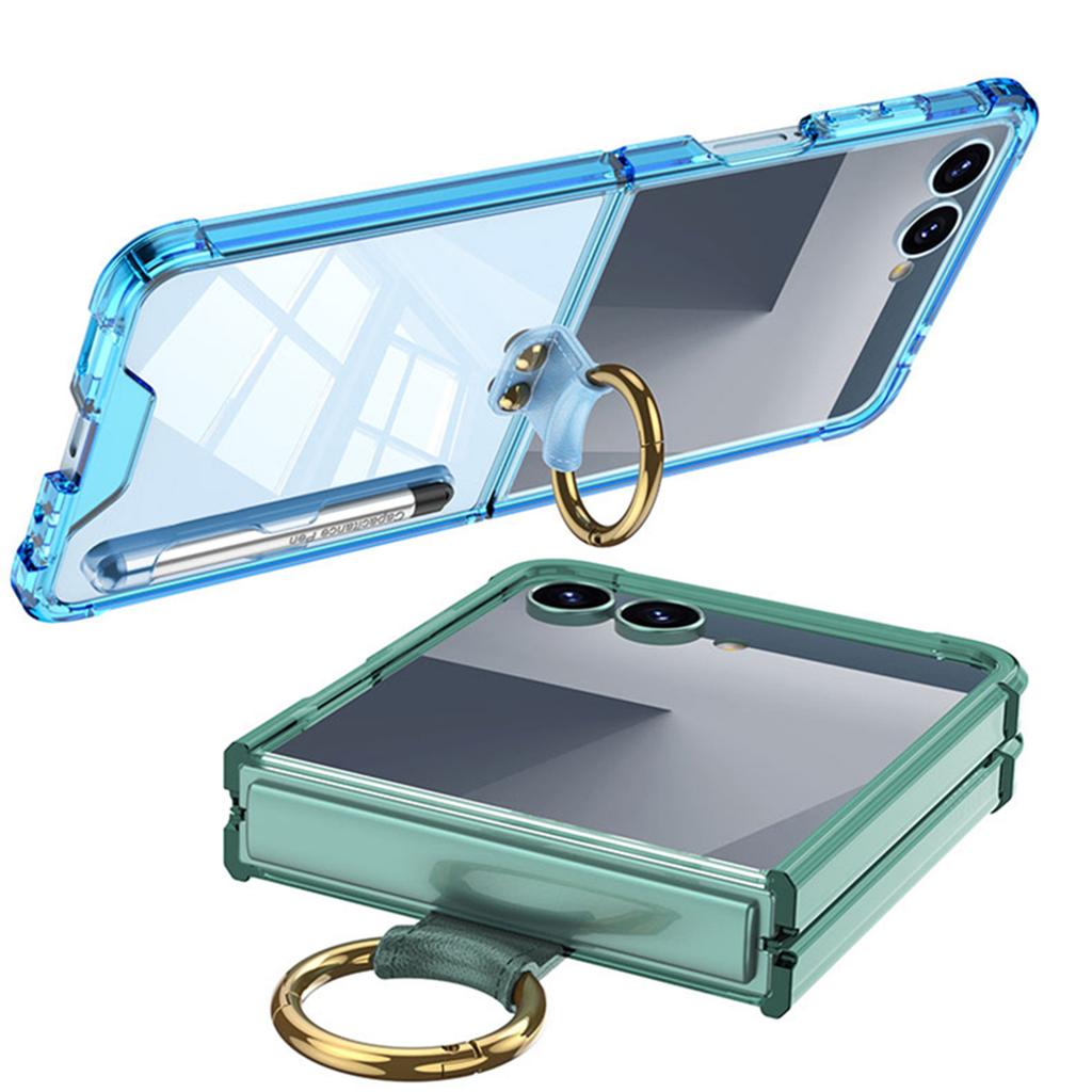 Suitable for Samsung Flip7 Mobile Phone Case with Pen Folding Screen Z Flip7 Transparent Solid Color Airbag Anti Fall Simple Thin