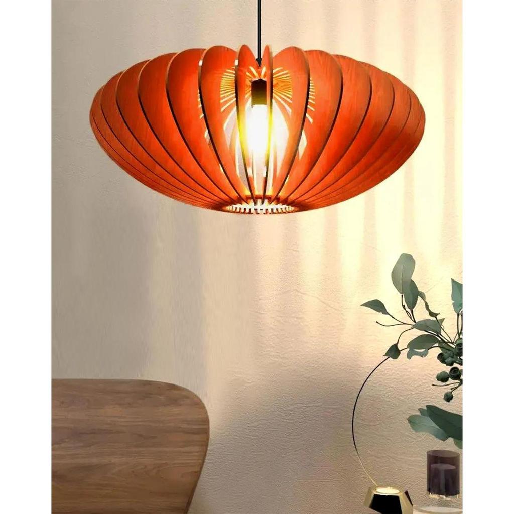 Handcrafted Wooden Pendant lamp, Oval Curved Design Ceiling lamp,Hanging lamp Home decor Chandelier Light