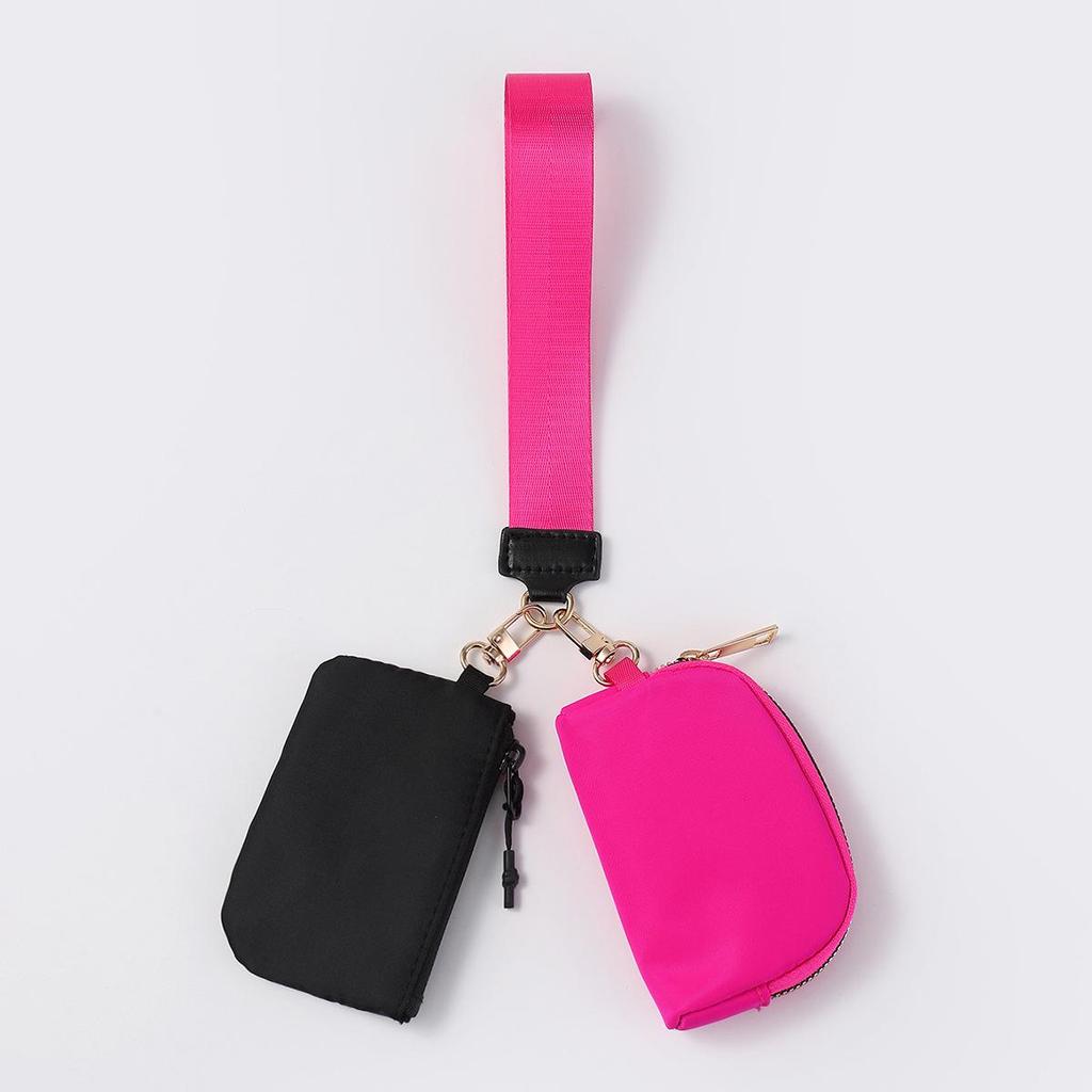 LULU Color Block Waterproof Nylon Coin Purse & Wristlet Key Bag