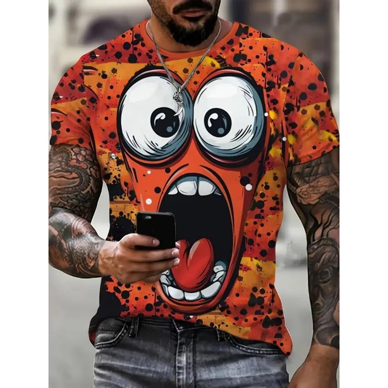 Summer Round Neck 3D Funny Animal Print Top Fashionable Casual Short Sleeved Men's T-shirts