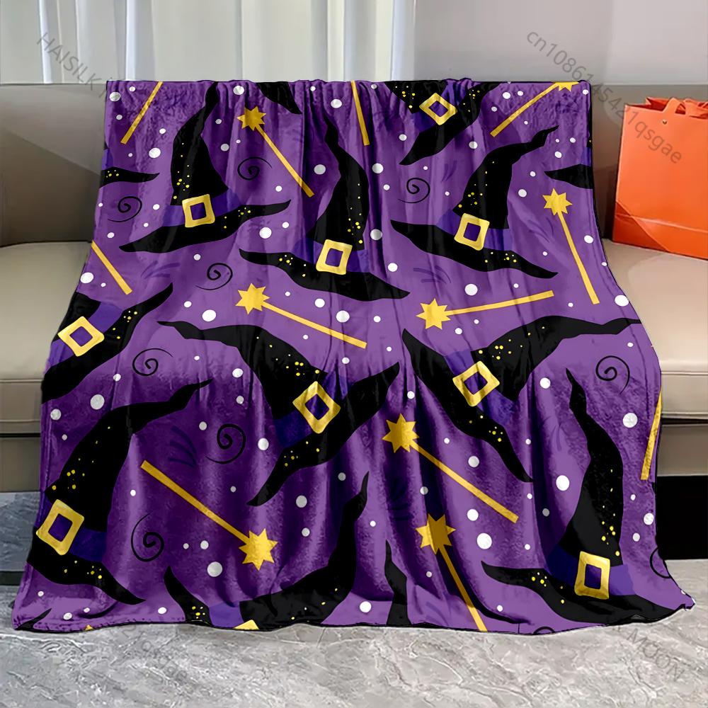 Wizard Hat Print Blanket Warm Soft Fluffy Kids and Adults Sofa Bed Throw Blanket Suitable Home Travel Camping Luxury Gifts