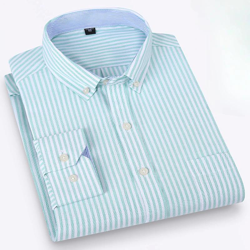 New In Shirt Plus Size 7XL Long-sleeve Shirts for Men 100%cotton Oxford Slim Fit Formal Plain Shirt Fashion Korean Plaid Clothes