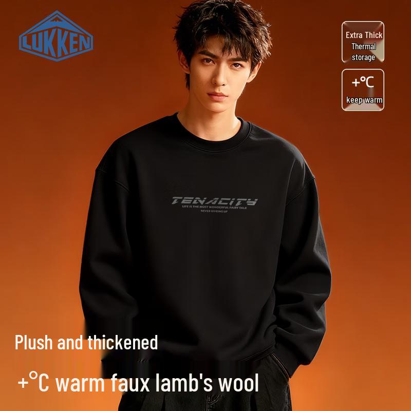 LUKKEN Men's Thickened Fleece-Lined Round Neck Sweatshirt
