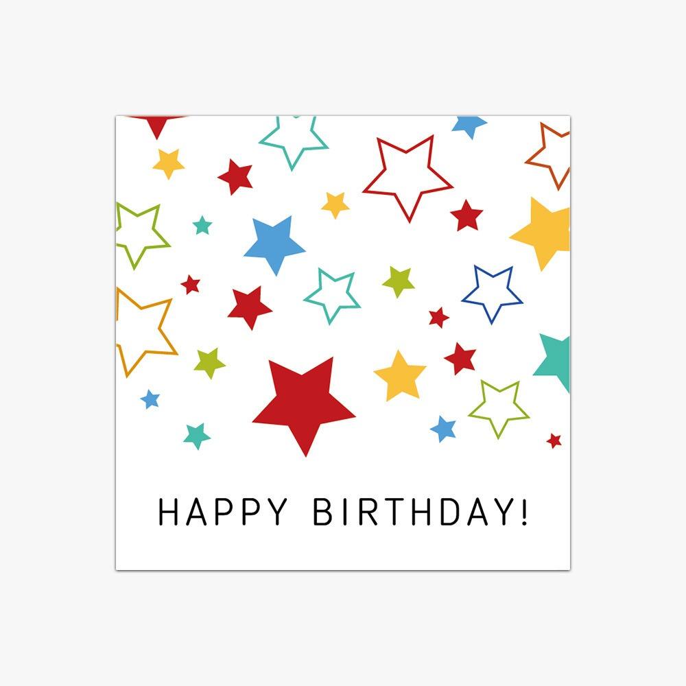 

50PCS Colorful Happy Birthday Cards Balloon Dots Pattern Sqaure Greeting Cards Blank Back Paper Message Cards Gift Wrapping