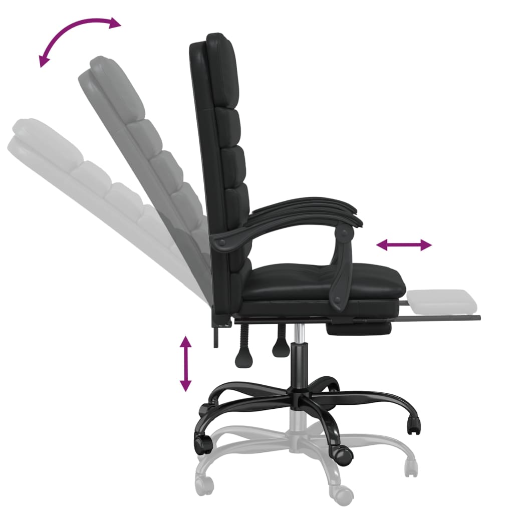 Vidaxl Foldable, Massage Office Chair, Black, Faux Leather