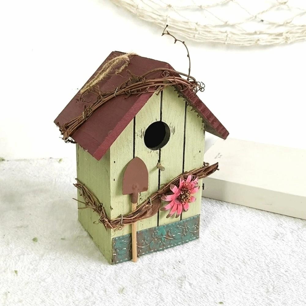 Pastoral Style Bird Resting Station Waterproof Outdoor Bird Nest Bird Hut Box  Garden Decoration Style 3
