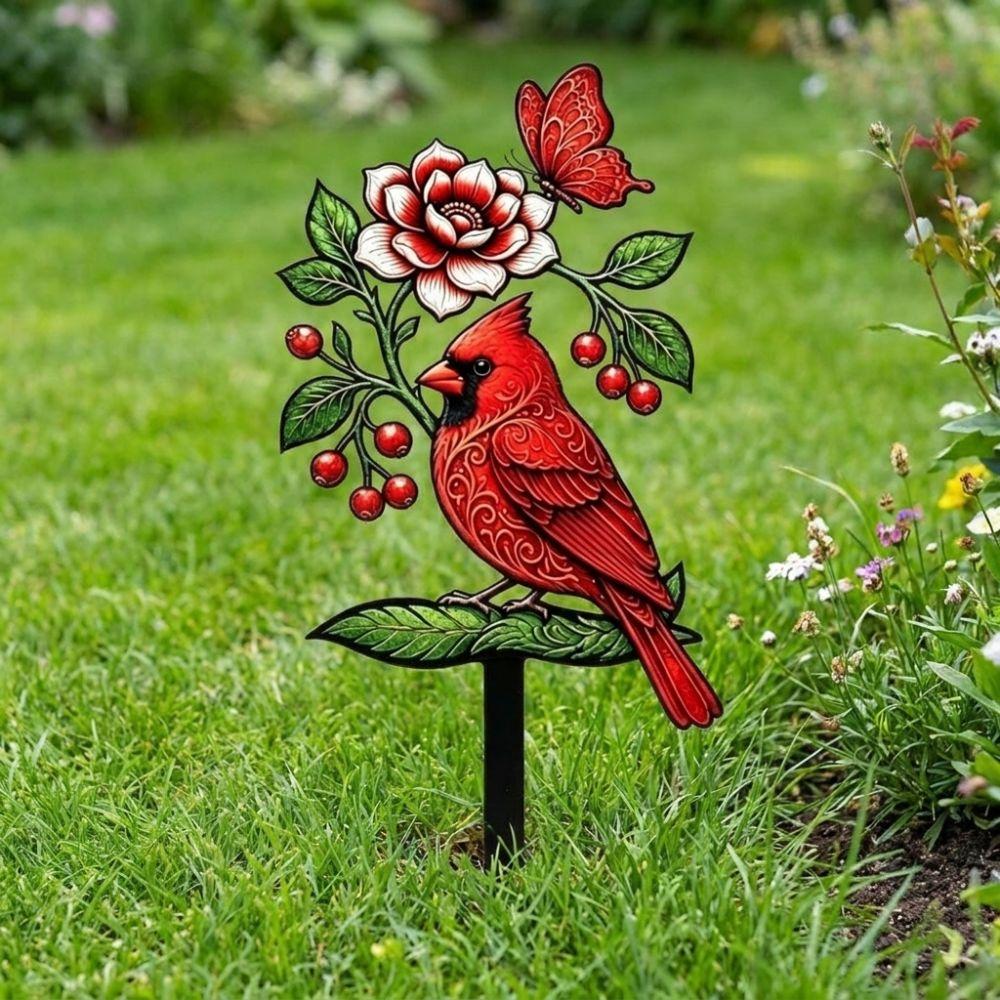 Decorative Bird Pattern Ground Insertion Acrylic Yard Lawn Ornament  Outdoor Lawn Use