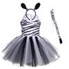 Baby Girls Halloween Animal Cosplay Costume Kids Forest Theme Giraffe Cows Tiger Leopard Zebra Print Tutu Dress Birthday Party