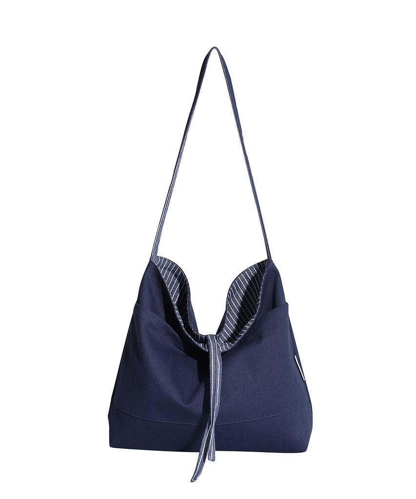 Socharming Plain Easy Reversible Shoulder Bag - Striped Navy