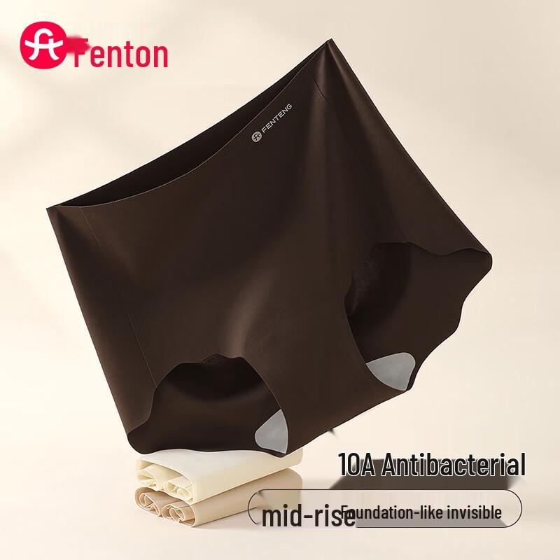 FENTENG Women's 10A Antibacterial Seamless Mid-High Waist Briefs 3-Pack