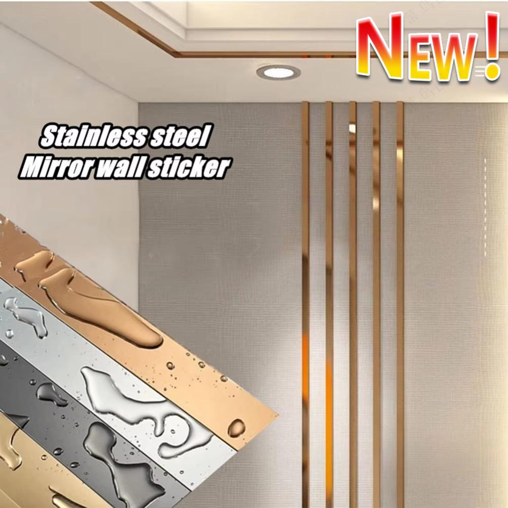 Neue 1 Rolle Gold Wandaufkleber Edelstahl Flache Dekorationslinien Titan Spiegel Wand Deckenkantenleiste Wohnzimmer Dekor