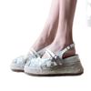 Niche ballet single shoes hollow bag head sandals lace flower half slippers summer wear heightening platform sandals
