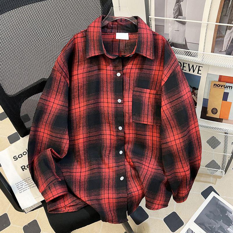 Unisex Retro Plaid Long-Sleeve Shirt - 2025 Autumn/Winter Trendy Scoundrel Style