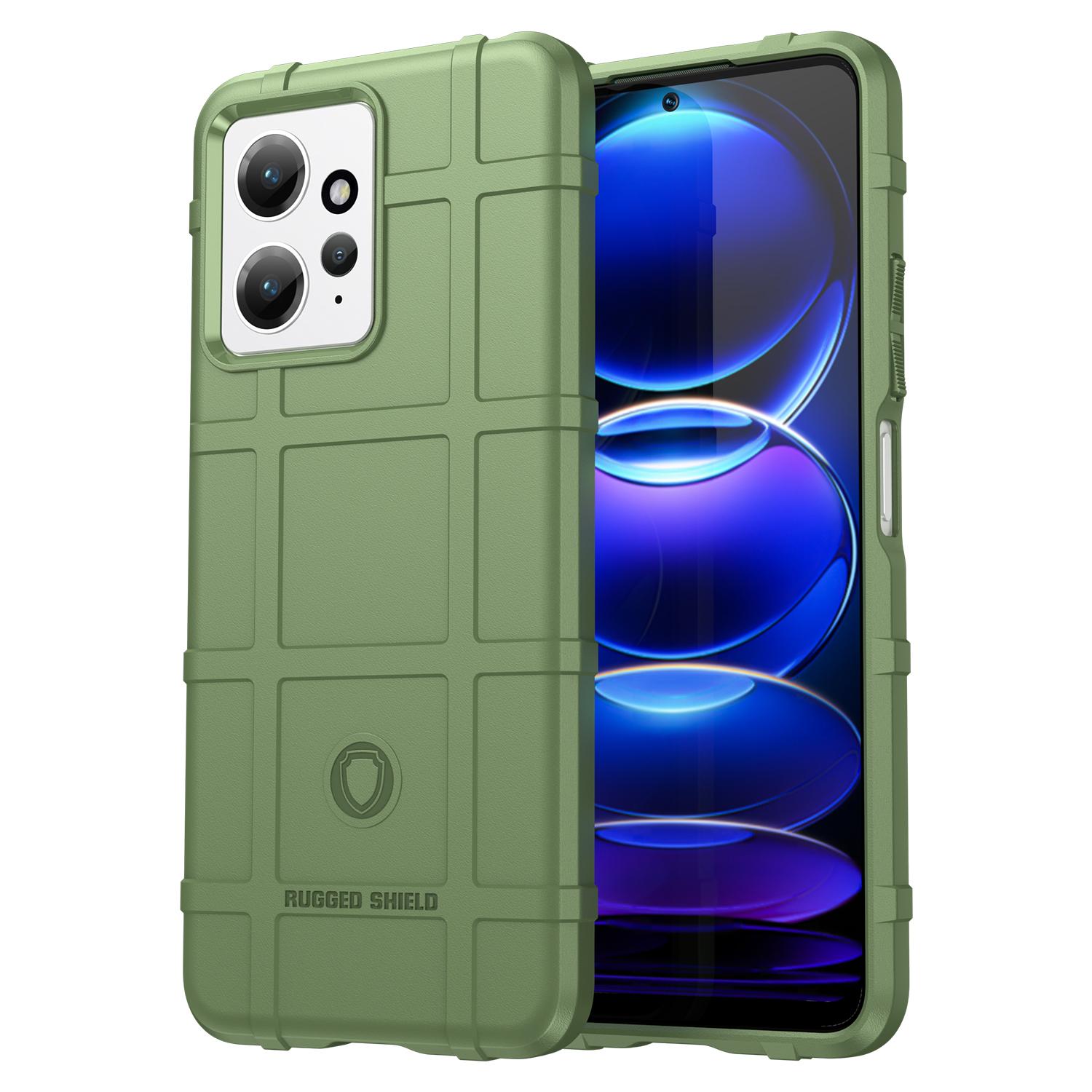 

For Xiaomi Redmi Note 12 4G Soft TPU Phone Case Square Grid Texture Anti-drop Back Cover Green