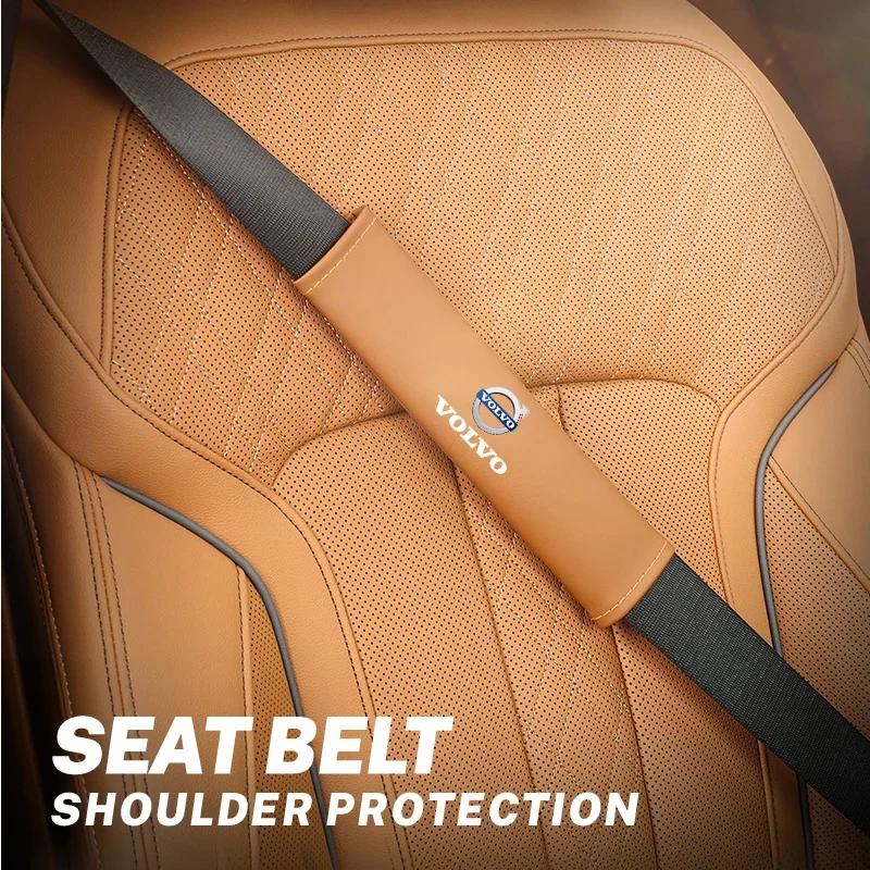 2pcs Leather Car Seat Belt Cover Shoulder Protective Accessories For Volvo Xc60 Xc90 V40 V60 S60 V50 V90 S80 C40 XC40 V70 XC70
